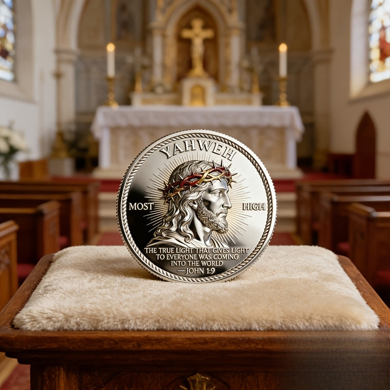 Jesus Token The True Light John 1:9 – 3-Piece Religious Commemorative Coin Set – Christian Novelty Collector Token – Faith Keepsake Gift for Teens & Adults – Easter, Christmas & Church Gift
