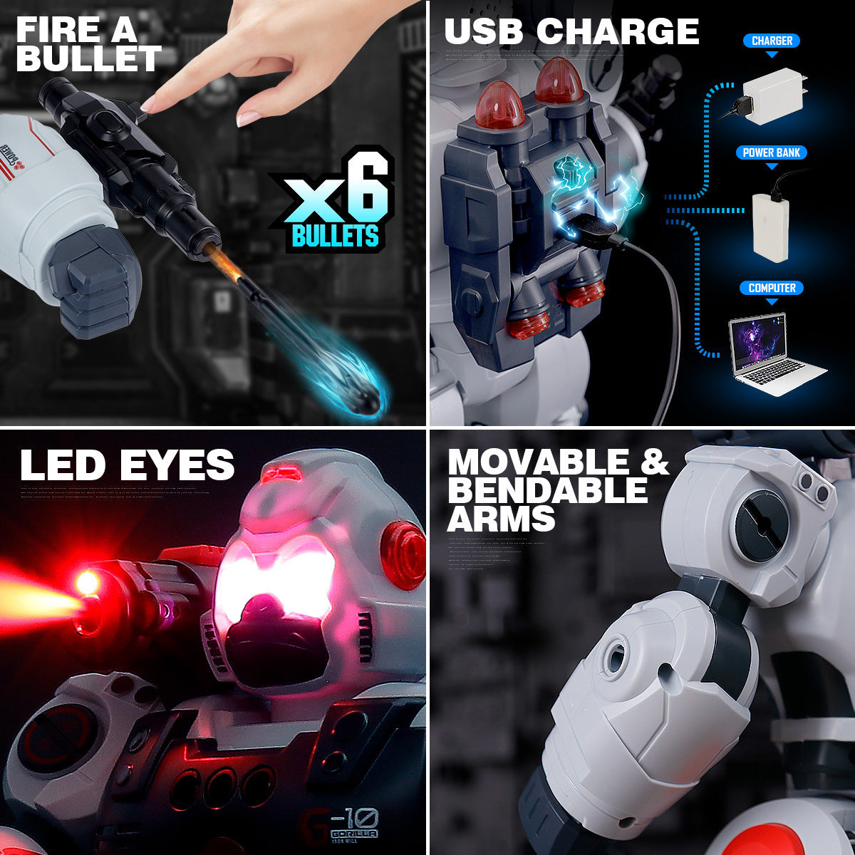 RC Robot Toy for Kids, Gesture Sensing Remote Control Smart Robot with Spray, Walking Dancing Programmable, Birthday Gift for Boys Ages 6+