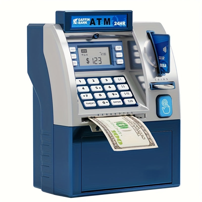 Kids Electronic ATM Piggy Bank with Password Lock – Coin & Banknote Savings Bank for Boys & Girls, Financial Education Toy, Birthday Christmas Holiday Gift Ages 5+