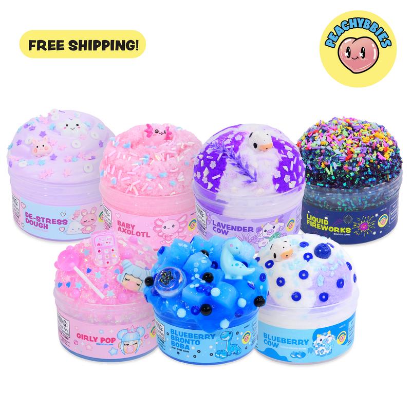 ASMR Slime 4oz by Peachybbies, Choose Butter, Cloud Dough, Snow Fizz, Bingsu or Jelly Cube Textures for Sensory Fidget Play and Gifts
