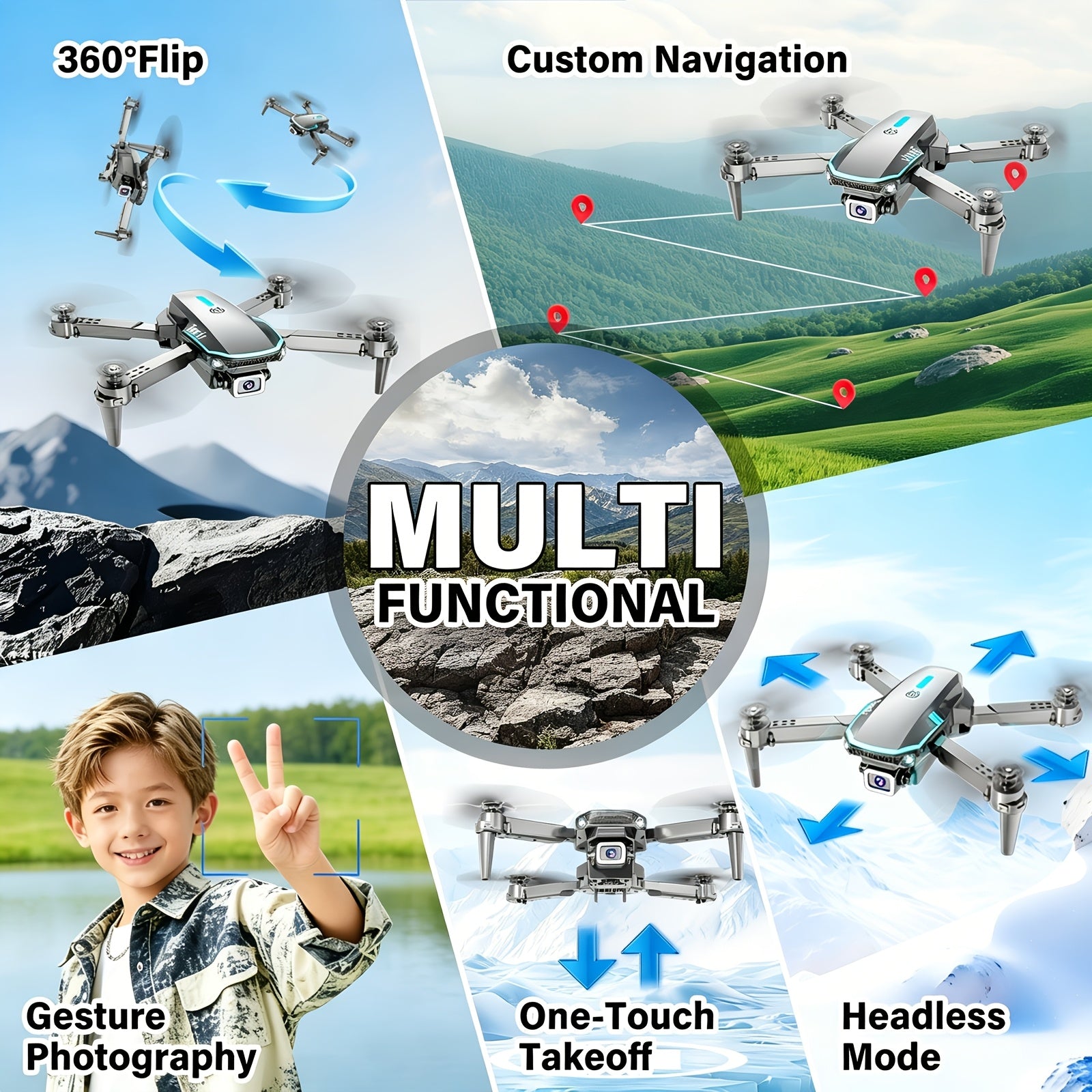 Foldable Beginner Drone with Optical Flow Hover & 360° Stunts – RC Quadcopter, Headless Mode, One-Key Takeoff/Landing, Crash-Resistant, Aerial Photography, Easy to Fly Gift