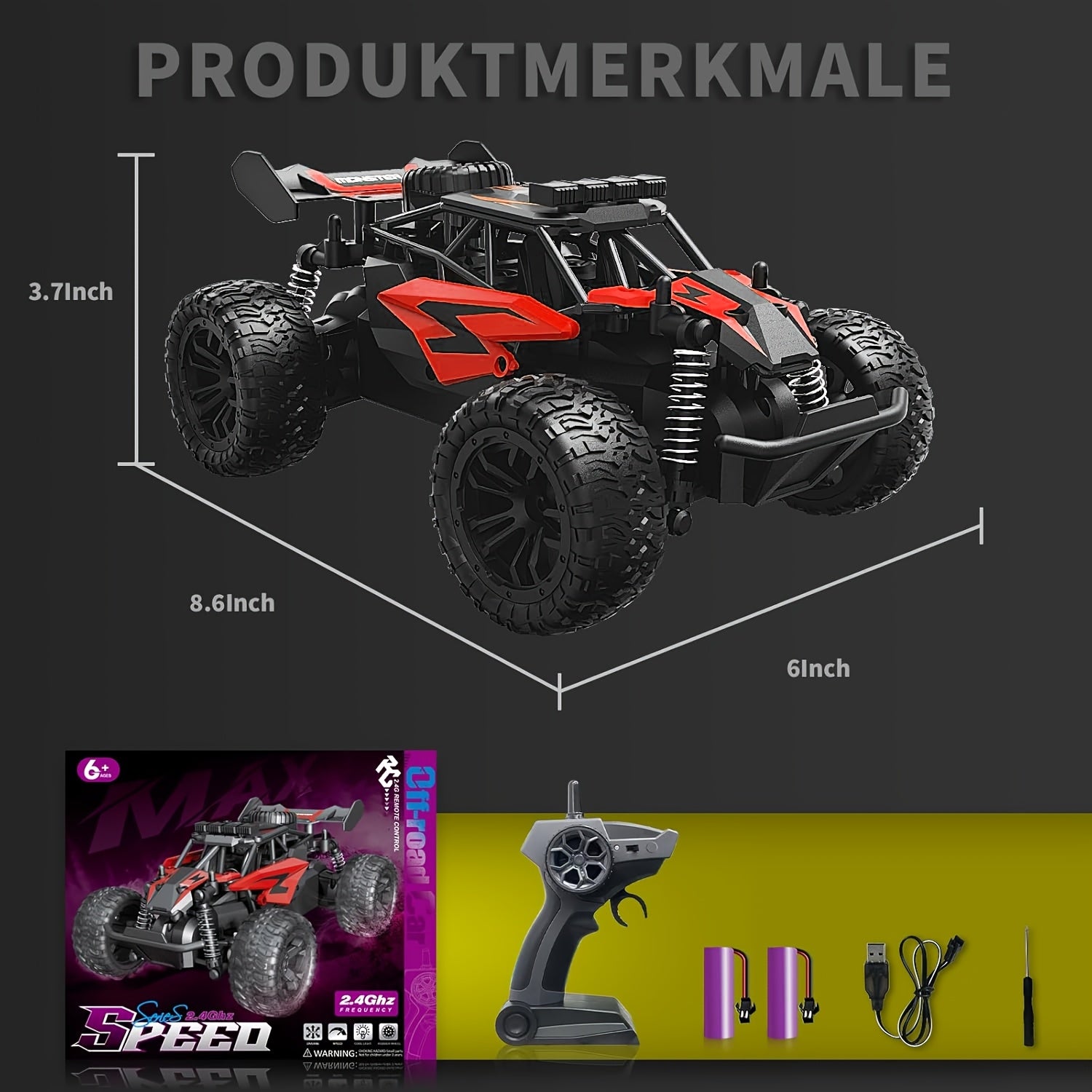 High-Speed RC Off-Road Truck with Full Bearings & Durable Alloy Steel - Remote Control Monster Truck for Boys Ages 6+ Halloween Christmas Birthday Gift