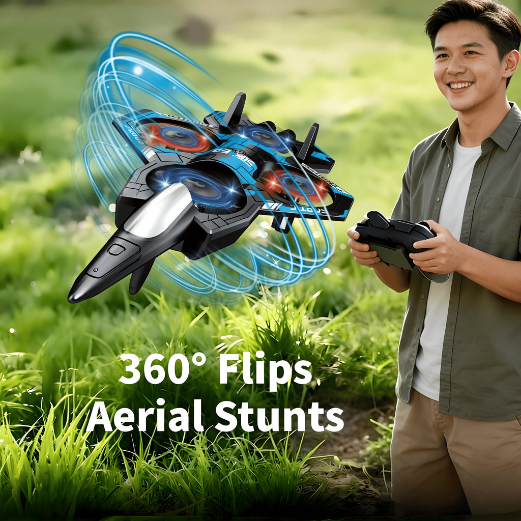 RC Drone with Altitude Hold & 360° Stunt Flips – LED Remote Control Aircraft, One-Key Takeoff/Landing, Rechargeable Battery, Beginner Friendly