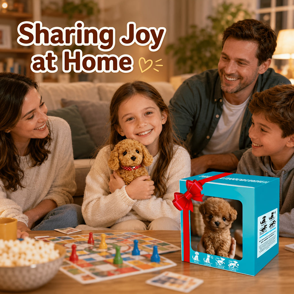 Teddy Brown Plush Puppy Gift Set – Walking Puppy Toy in Gift Box, Cute Soft Plush Dog for Kids, Christmas Birthday Present for Boys Girls Ages 3+