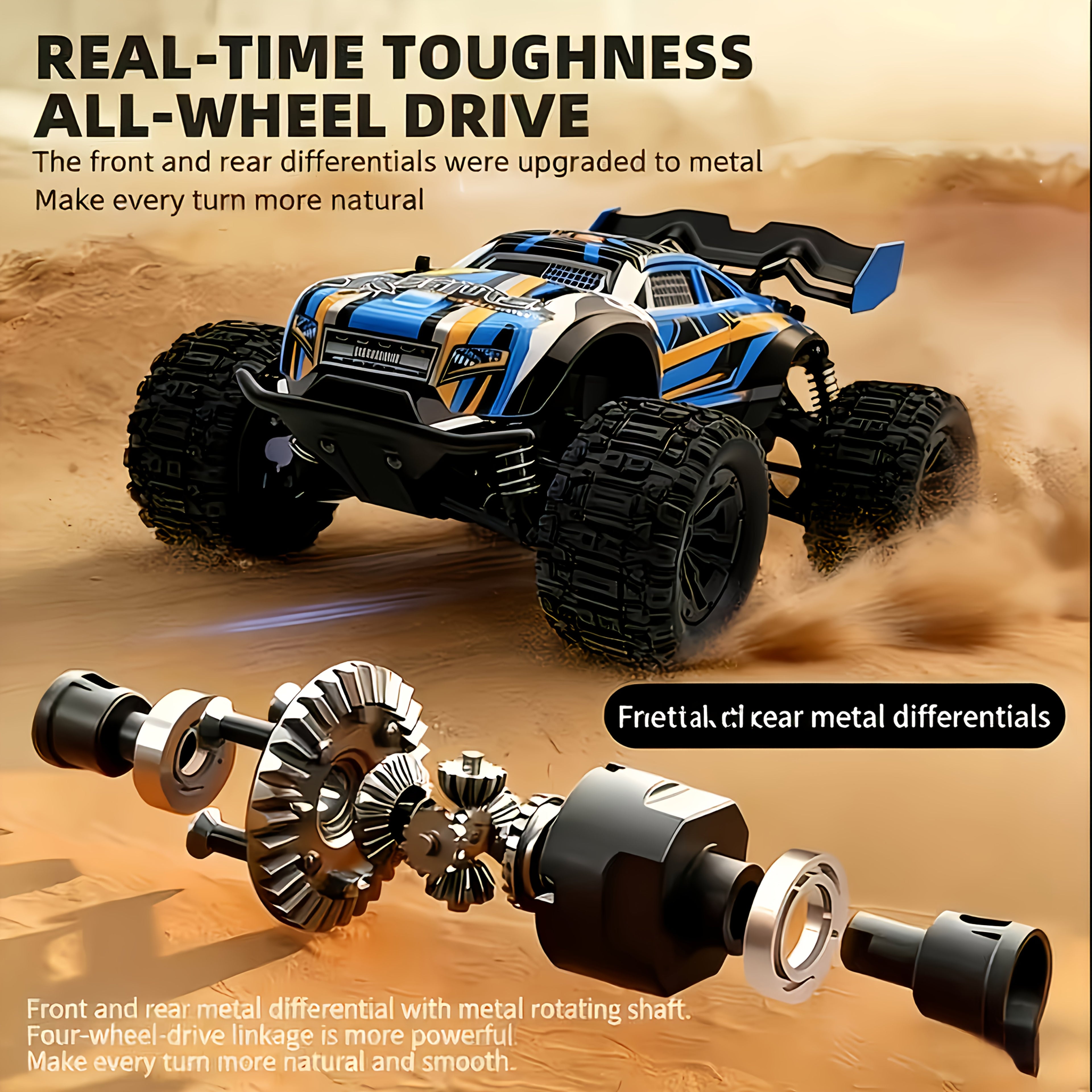 1:18 Scale 4WD High-Speed RC Car 35+ KM/H All-Terrain Off-Road Remote Control Truck - 2.4GHz Hobby-Grade Racing Crawler for Adults Kids Boys Birthday Gift