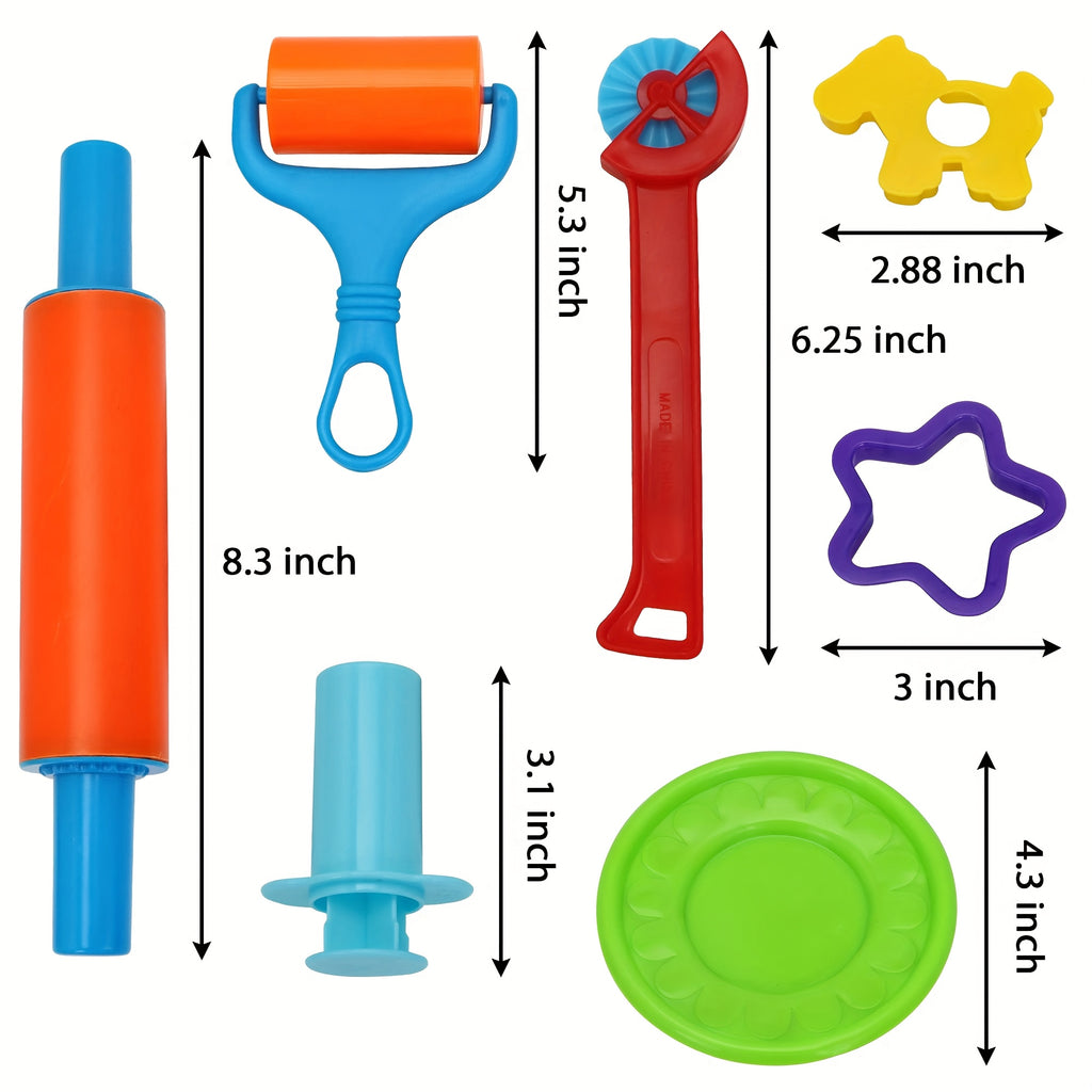 Clay Tools Set for Kids 44 Pcs Dough Accessories with Molds Rolling Pins Cutters Easy Grip Handles Non-Toxic ABS Plastic Party Favor Christmas Gift