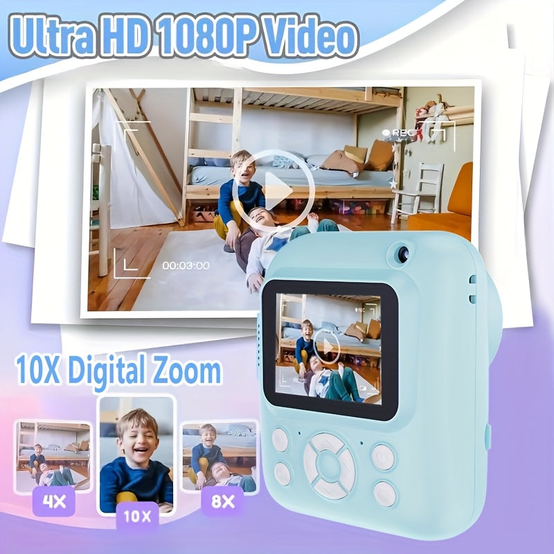 Kids Instant Print Camera 3-in-1 with MP3 Player & Puzzle Games - 2.4'' HD Screen Portable Digital Camera Toy with Print Paper 32GB Card Reader Lanyard Storage Bag Birthday Gift for Girls Boys