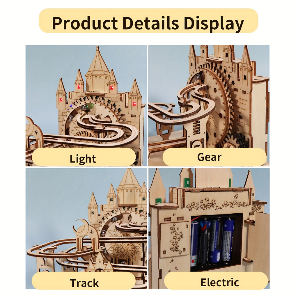 3D Electric Marble Run STEM Construction Set – Handmade Logic Building Toy, Educational Marble Track Kit for Kids, Creative Brain Puzzle Gift