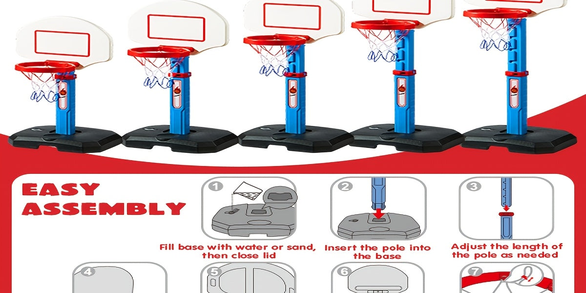 Adjustable Basketball Hoop Set for Kids with 4 Balls & Air Pump – Height 2.5–3.5 Ft, Indoor Outdoor Arcade Game, Sports Toy Gift for Boys & Girls Ages 3+