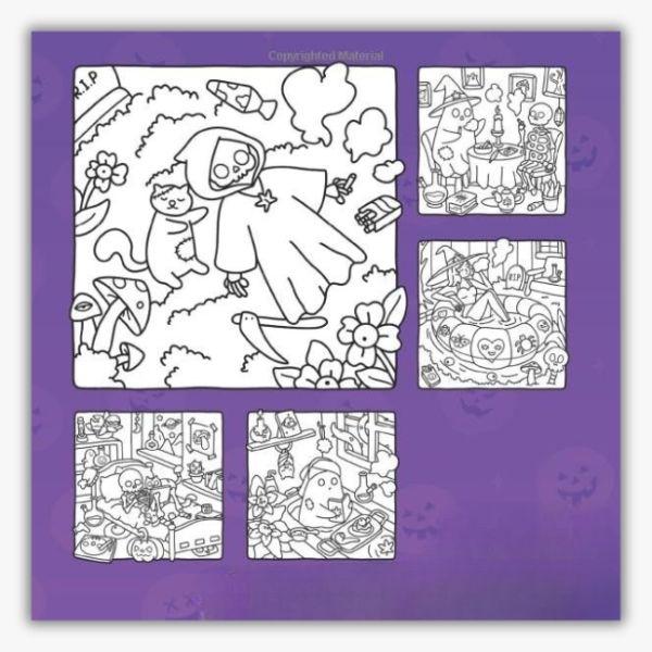 Halloween Coloring Book for Adults, Horror Stoner Edition with 35 Spooky-Cute Illustrations, 8.5-Inch Square Art Book for Cozy Fall Evenings and Gifts