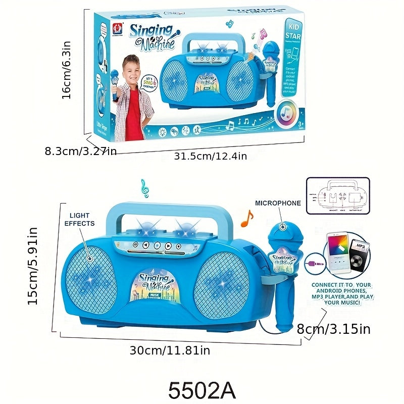 Kids Karaoke Microphone Light-Up Singing Toy with Music Machine, Birthday Gift for Boys Girls Ages 3-7, All-In-One Sing Along Speaker