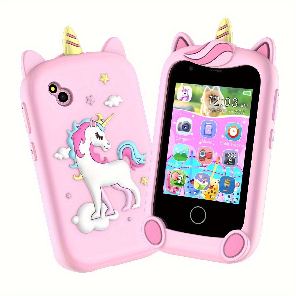 Kids Smartphone Toy with Puzzle Games Storybooks Video Recording Camera Music Player Painting Flashlight Alarm Clock USB Rechargeable – Gift for Girls Boys Toddlers