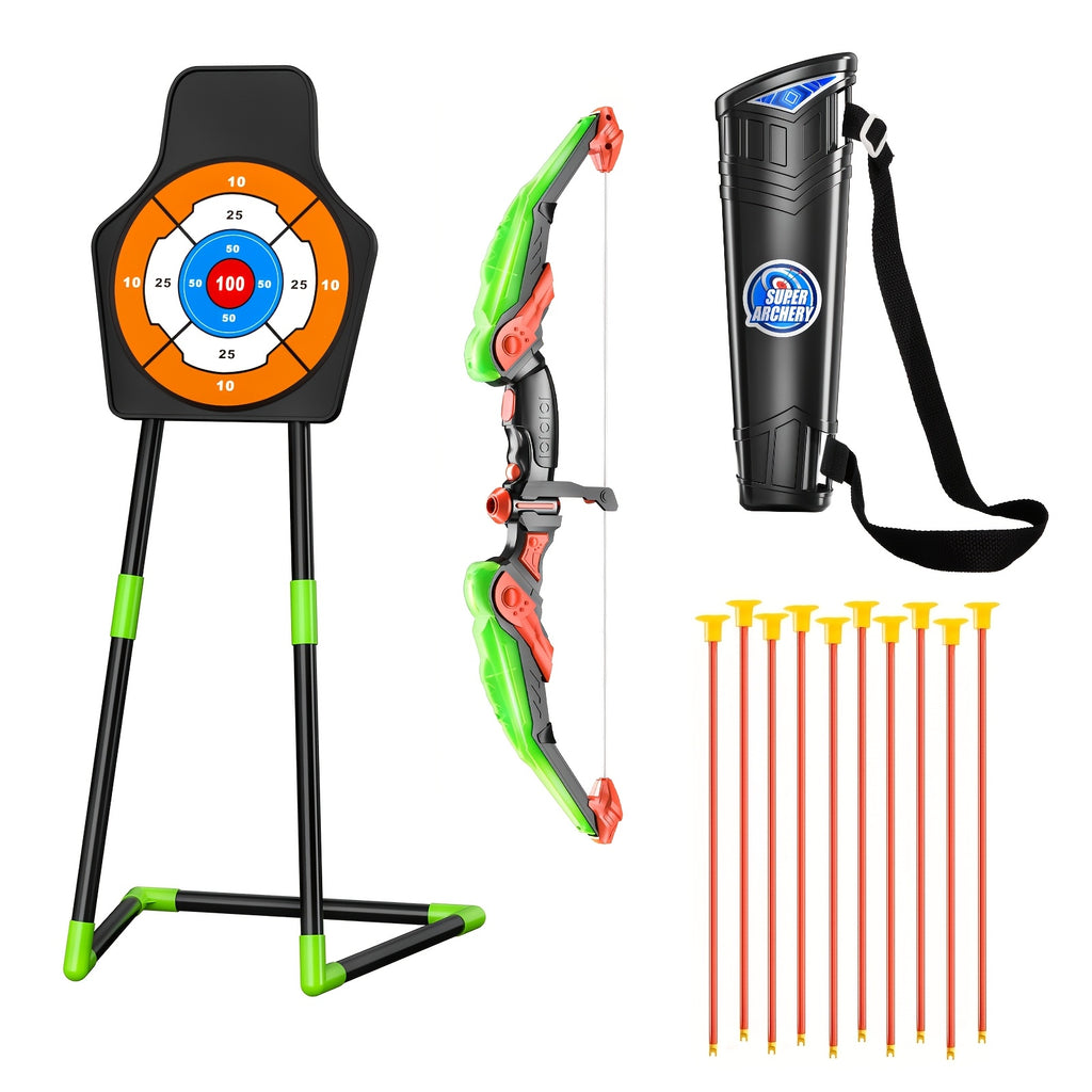 Bow and Arrow Set for Kids Ages 3+ – 10 Suction Cup Arrows, Quiver & Standing Target, Battery Free Outdoor Archery Toy – Birthday Christmas Easter Gift for Boys & Girls