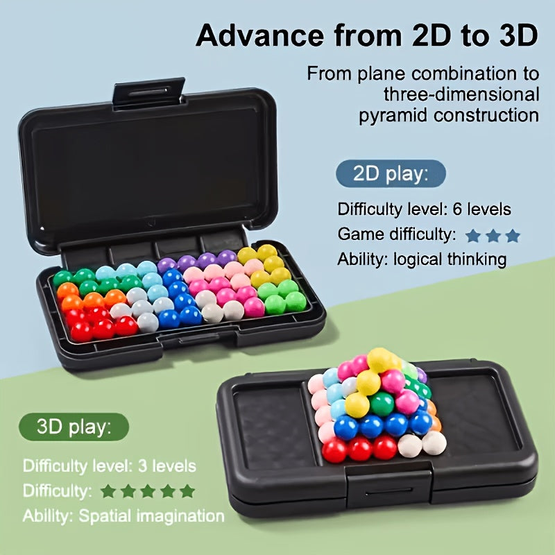 Brain Puzzle Ball Matrix Game – Colorful IQ Logic Puzzle in Compact Travel Case, Mind Challenge Toy for Kids & Adults, Stress Relief & Brain Training Gift
