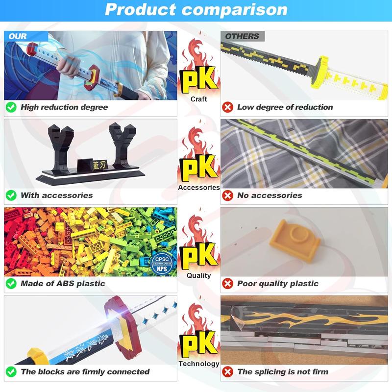 Tomioka Giyuu Sword Building Blocks Set 768 PCS - 39in Demon Anime Katana Model with Stand, Collectible Cosplay Toy Building Kit for Anime Fans, Compatible with Major Brands, STEM Display Model, Home Decoration Gift for Ages 12+ Teens Adults