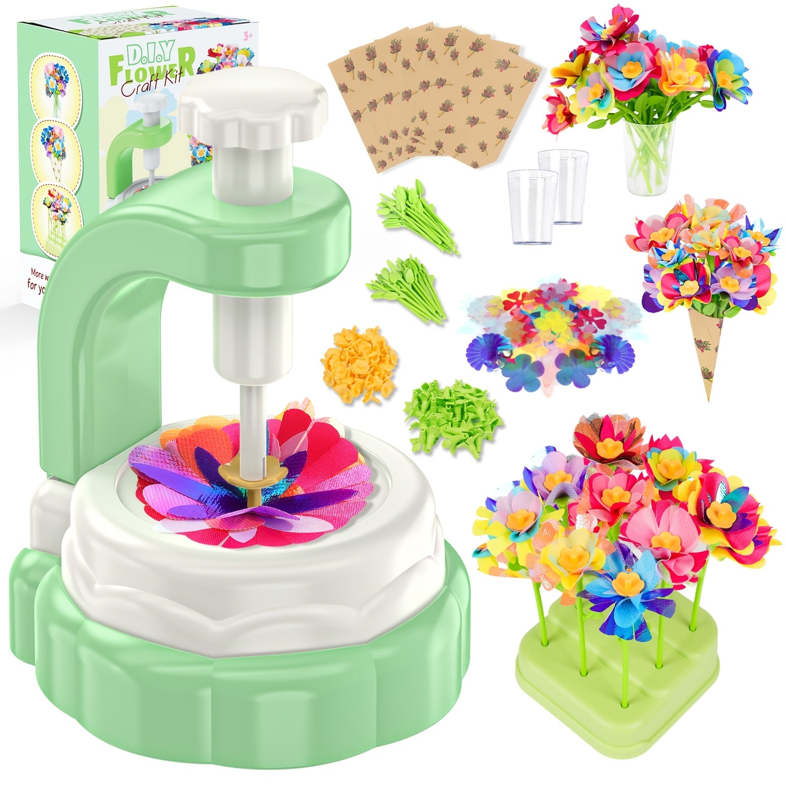 Flower Bouquet Craft Kit for Kids Build Your Own Bouquet Art Toy Creative Educational Gift for Toddlers Girls Boys Ages 3+ Birthday Christmas