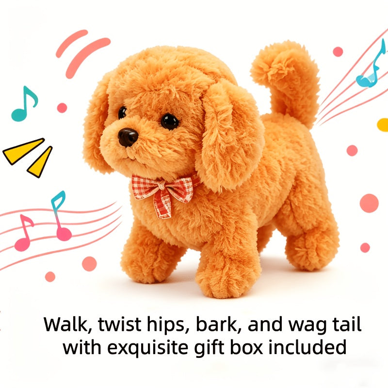 Interactive Robotic Dog Plush Toy – Electric Walking Pet Dog with Realistic Sounds, Sits Stands Cuddles, Smart Educational Toy for Kids Ages 3+, Birthday Gift for Boys Girls