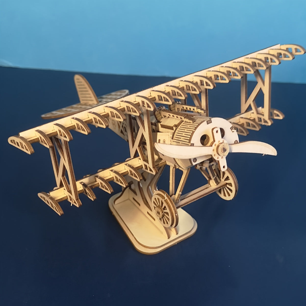 3D Wooden Puzzle Bi-Plane Model Kit – DIY Wood Craft Biplane Building Set, Handmade Gift for Kids Teens Adults, Christmas Birthday Gift