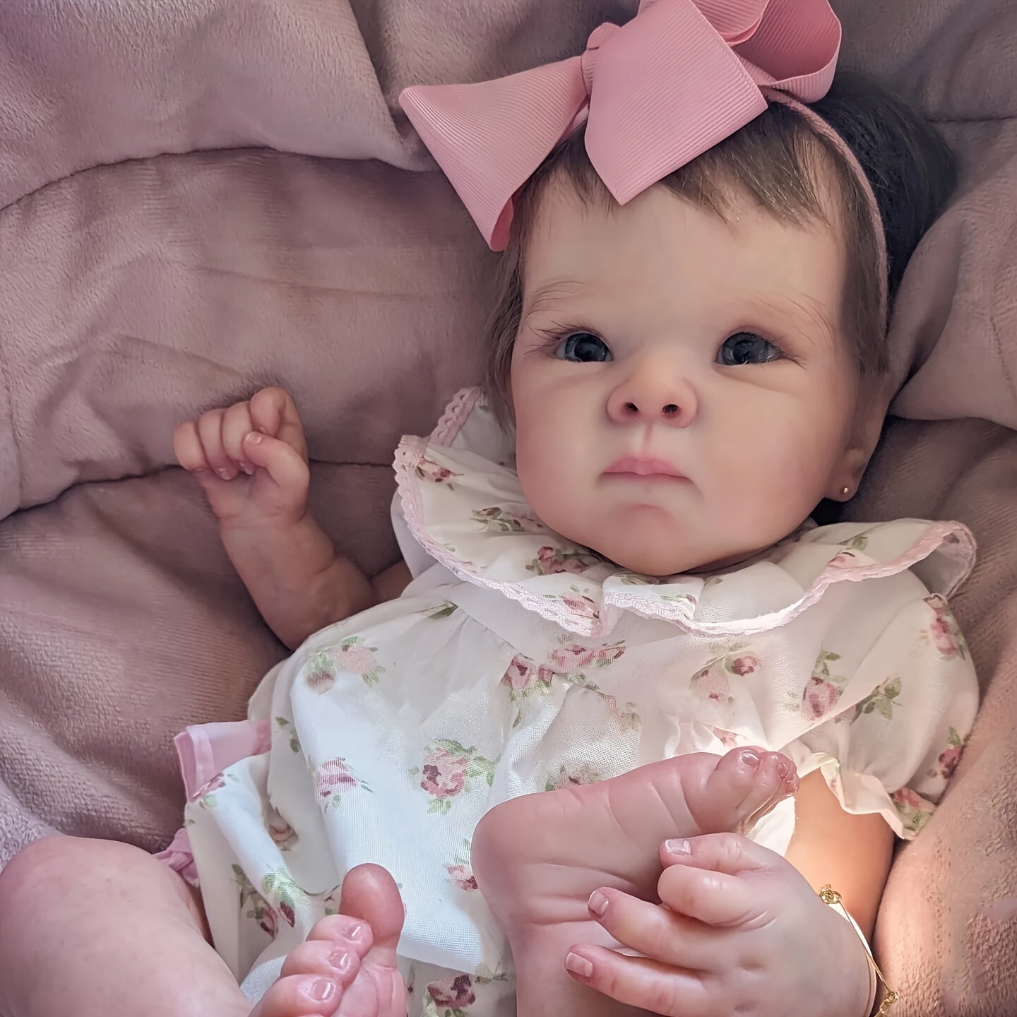 Sleeping Reborn Baby Doll 18 Inch Hand-Rooted Hair Hand-Painted Veins – Lifelike Newborn with Outfit Pacifier Bottle Diaper Birth Certificate Kids Birthday Christmas Gift