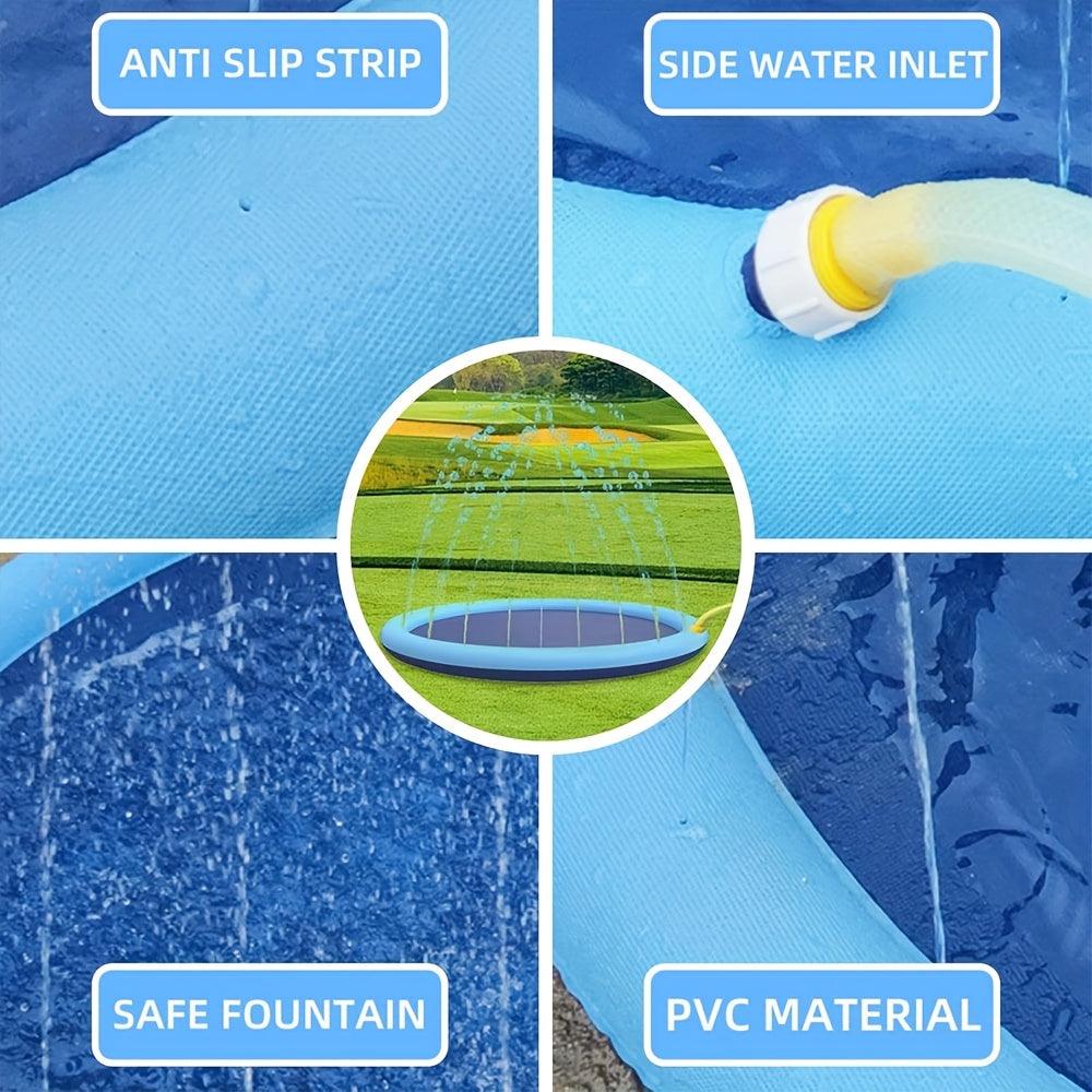 Splash Pad for Large Dogs – Extra Thick 0.6mm Non-Slip Dog Sprinkler Pool & Cooling Mat, Heavy Duty Outdoor Summer Water Play Fountain for Jumbo Breeds