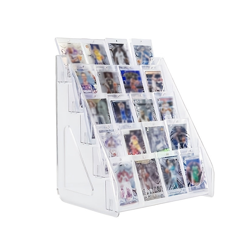 Trading Card Display Stand 5-Tier Vertical for PSA BGS SGC Graded Slabs – Tabletop Baseball Basketball Sports Card Rack Snap-On Assembly, Collector Gift