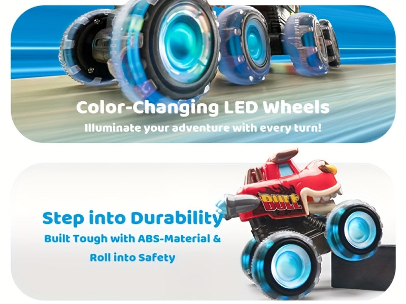 Monster Truck Toys for Toddlers 3 Pack – LED Light-Up Animal Trucks with Press & Go, Chomping Action – Shark, Bull & T-Rex Glow Cars, Easter Birthday Gift for Boys & Girls Ages 1.5+