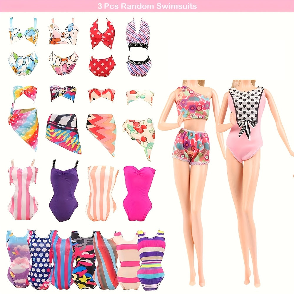 54pcs Doll Clothes & Accessories Set for 11-12 Inch Fashion Dolls – Bridal Gowns, Evening Dresses, Swimsuits, Shoes, Glasses & Hangers, Complete Wardrobe Gift for Girls Ages 3+, Random Color