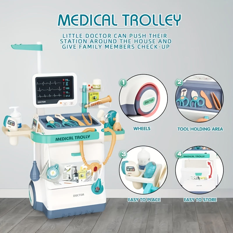 Kids Doctor Kit Pretend Play 26 Piece Medical Toy Set with Sound Effects Stethoscope Thermometer Blood Pressure Meter ABS Safe Role Play Gift for Children Age 3+