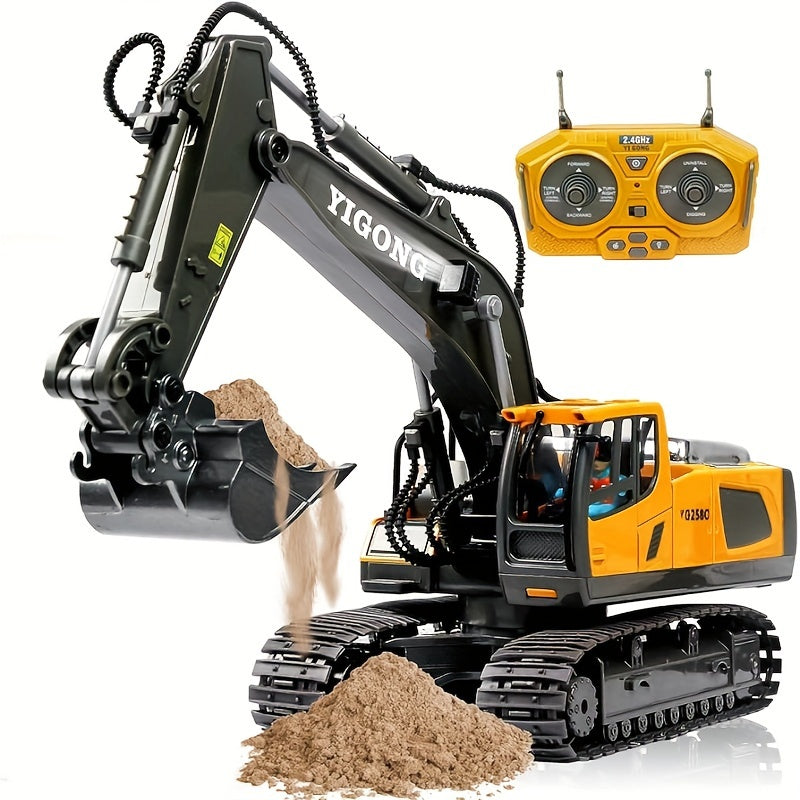 Remote Control Excavator Toy Metal Shovel LED Light 1200mAh RC Construction Truck Set Loader Garbage Truck Combo Boys Kids Ages 6+ Birthday Christmas Gift