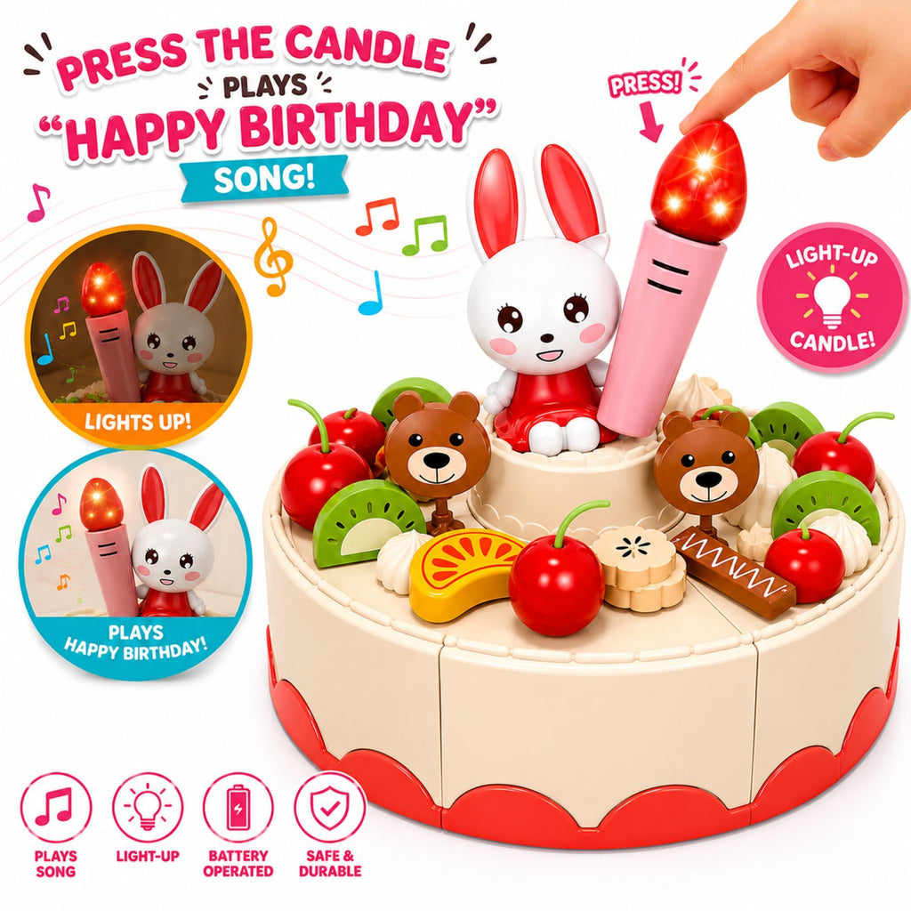 Birthday Cake Tea Party Play Food Toy Set Kids Pretend Play Cake Decorating Dessert Accessories 75-85pcs Girls Ages 3+