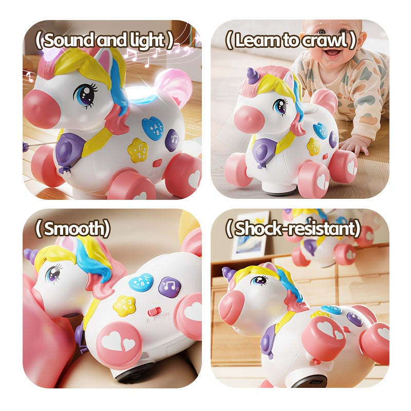 7-in-1 Musical Baby Crawl & Pull Toy for 6-12-18 Months - Multi-Functional Infant Learning Toy with Music, Christmas Birthday Gift for 1-2 Year Old Boys Girls