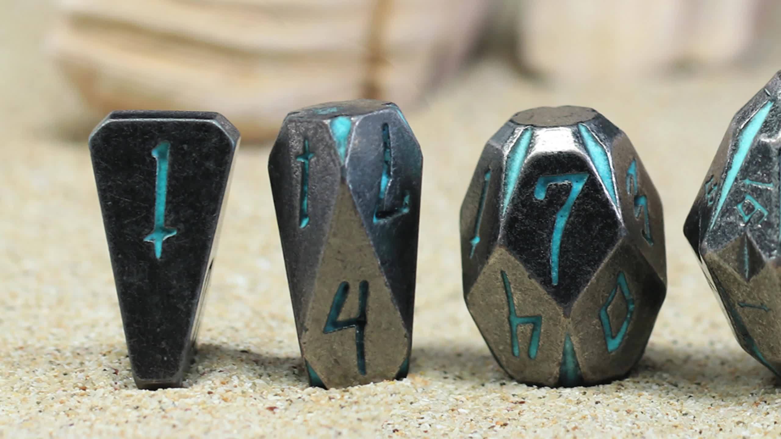 Metal DND Dice Set 7 Piece Stonehenge Themed Glow in the Dark – Zinc Alloy Heavy Polyhedral RPG Dice D4-D20 with Gift Box Blue, Dungeon Master Birthday Christmas Gift for Tabletop Gamers