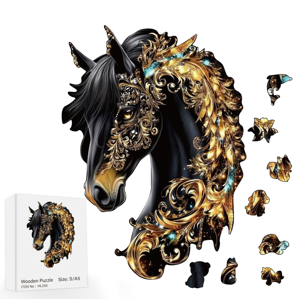 Wooden Horse Puzzle Unique Animal Shape Creative Wood Jigsaw, Handmade Brain Teaser Toy Ages 8+, Christmas Thanksgiving Birthday Gift, Mind Challenge Decoration