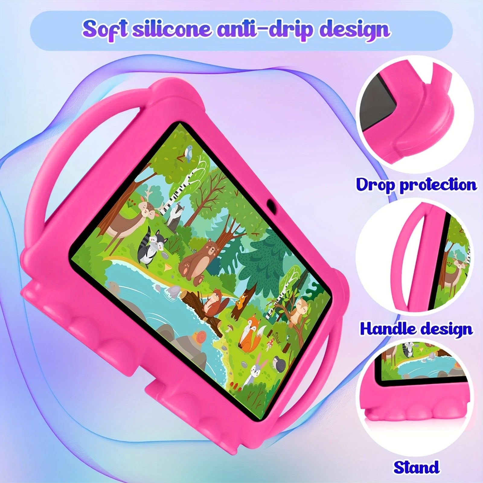 Kids Tablet 7-Inch Android 12 4GB RAM 32GB ROM Dual Cameras Eye Protection Display Parental Control 2.4G WiFi Shock Resistant Case – Gift for Children Boys Girls
