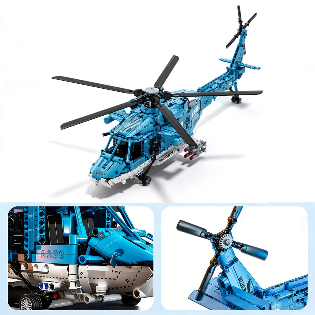 Helicopter Building Block Set 1711 Pieces for Adults Teens, Large Scale ABS Brick Model Kit Medium Difficulty, STEM Construction Display Toy Ages 14+, Birthday Christmas Gift for Men Boys Aviation Fans