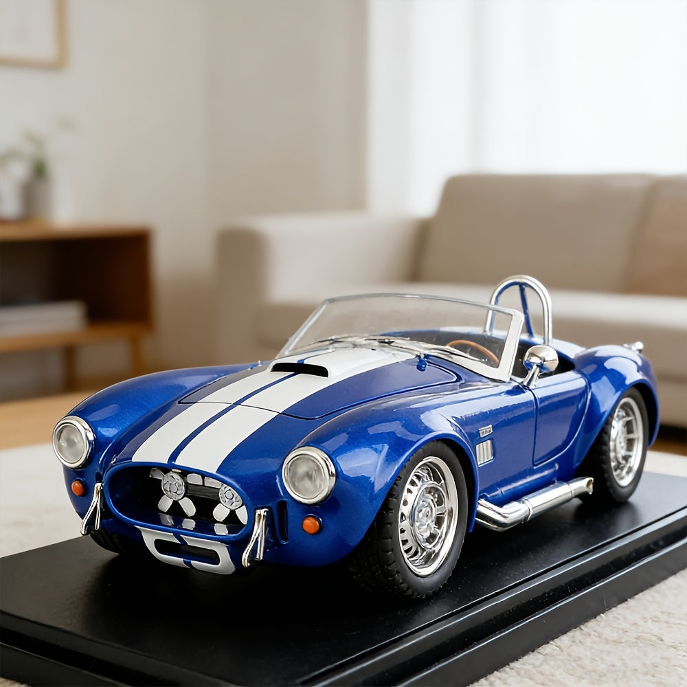 1:22 Scale Shelby Cobra Vintage Die-Cast Model Car Zinc Alloy Openable Doors Static Display Collectible Gift for Car Enthusiasts Home Office Desk Decor