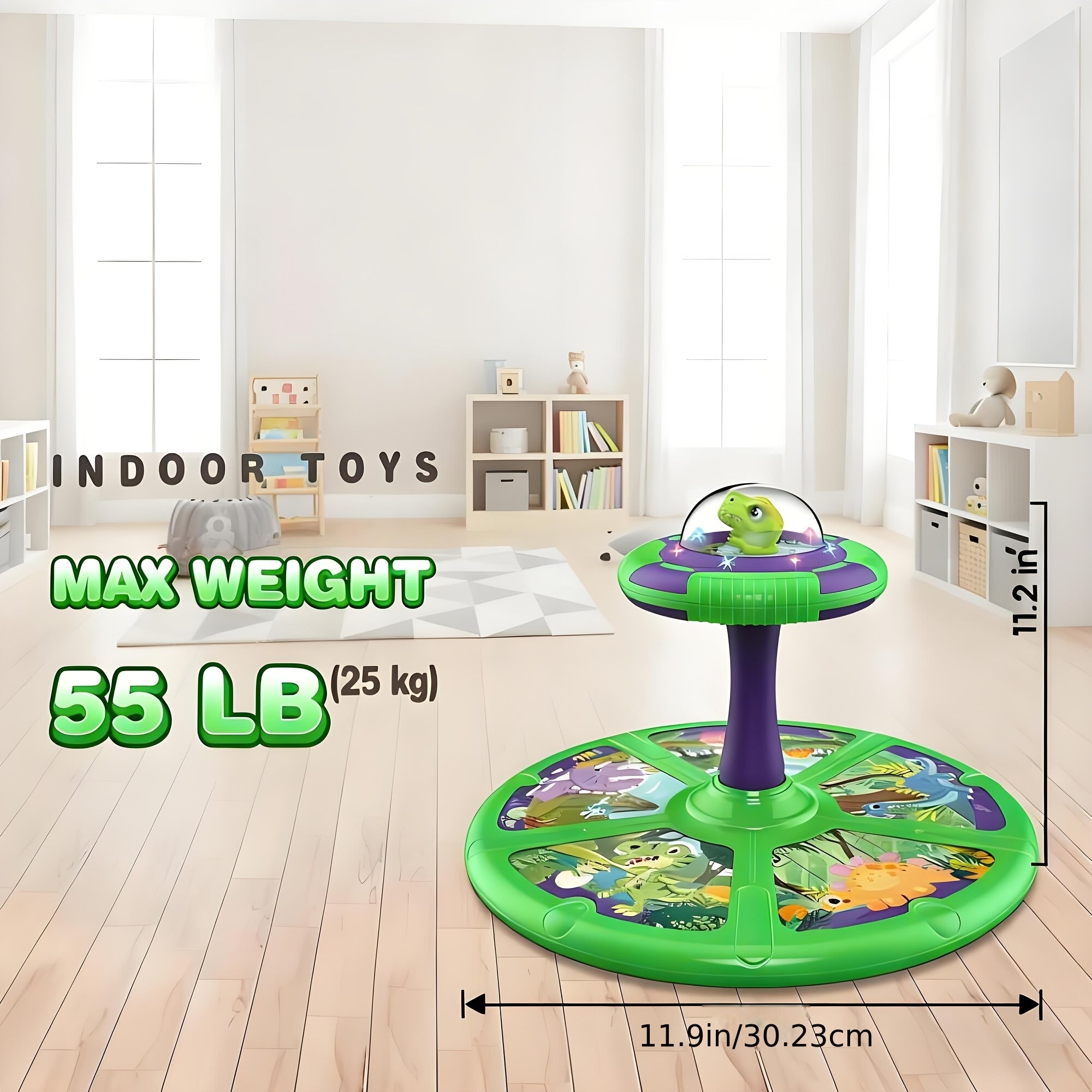 Sit and Spin Toy 360 Degree Spinning Seat for Toddlers Kids - Classic Indoor Active Play Sensory Toy Birthday Gift for Boys Girls Ages 1-4 Green