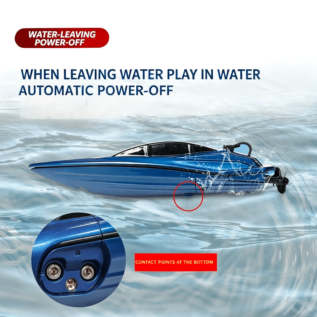 RC Boat Toy 2.4G 4-Channel Mini Remote Control Racing Boat with LED Dynamic Lights Durable Hull – Kids Summer Water Play Gift Boys Girls