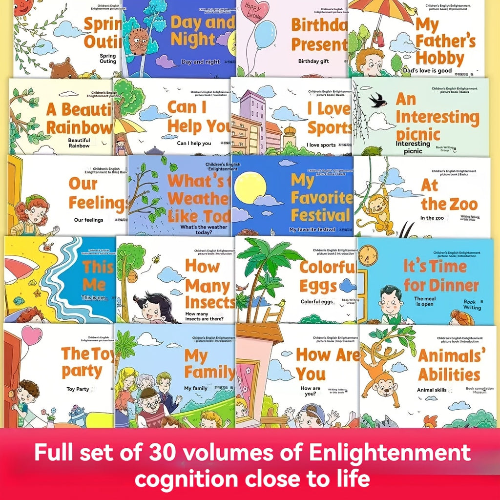 Hardcover English Story Picture Books for Kids 10-Pack – Large Print Eye-Protection Comic-Style Scenes Beginner English Learning for Toddlers & ESL