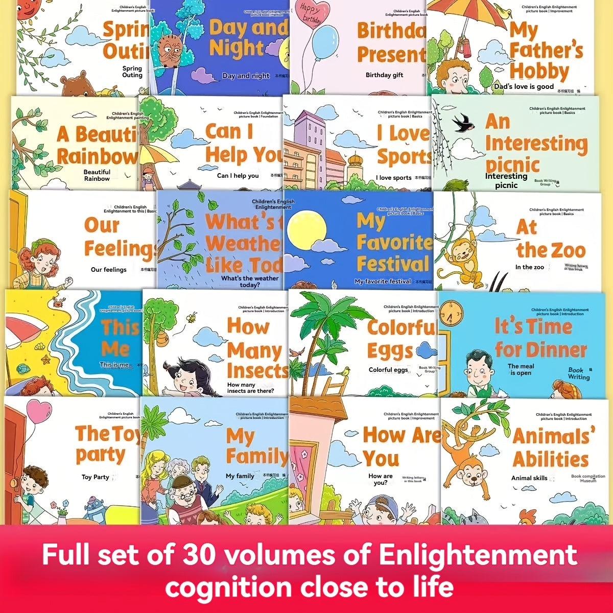 Hardcover English Story Picture Books for Kids 10-Pack – Large Print Eye-Protection Comic-Style Scenes Beginner English Learning for Toddlers & ESL