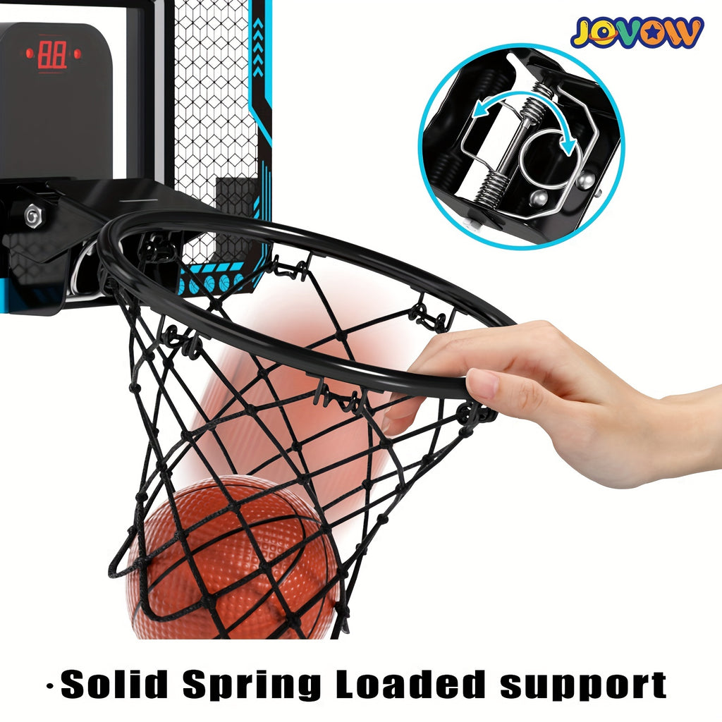 Kids Basketball Hoop Set with LED Lights Electronic Scoreboard 4 Balls Door Stand Indoor Outdoor Sports Toy for Boys Girls - Birthday Christmas Gift