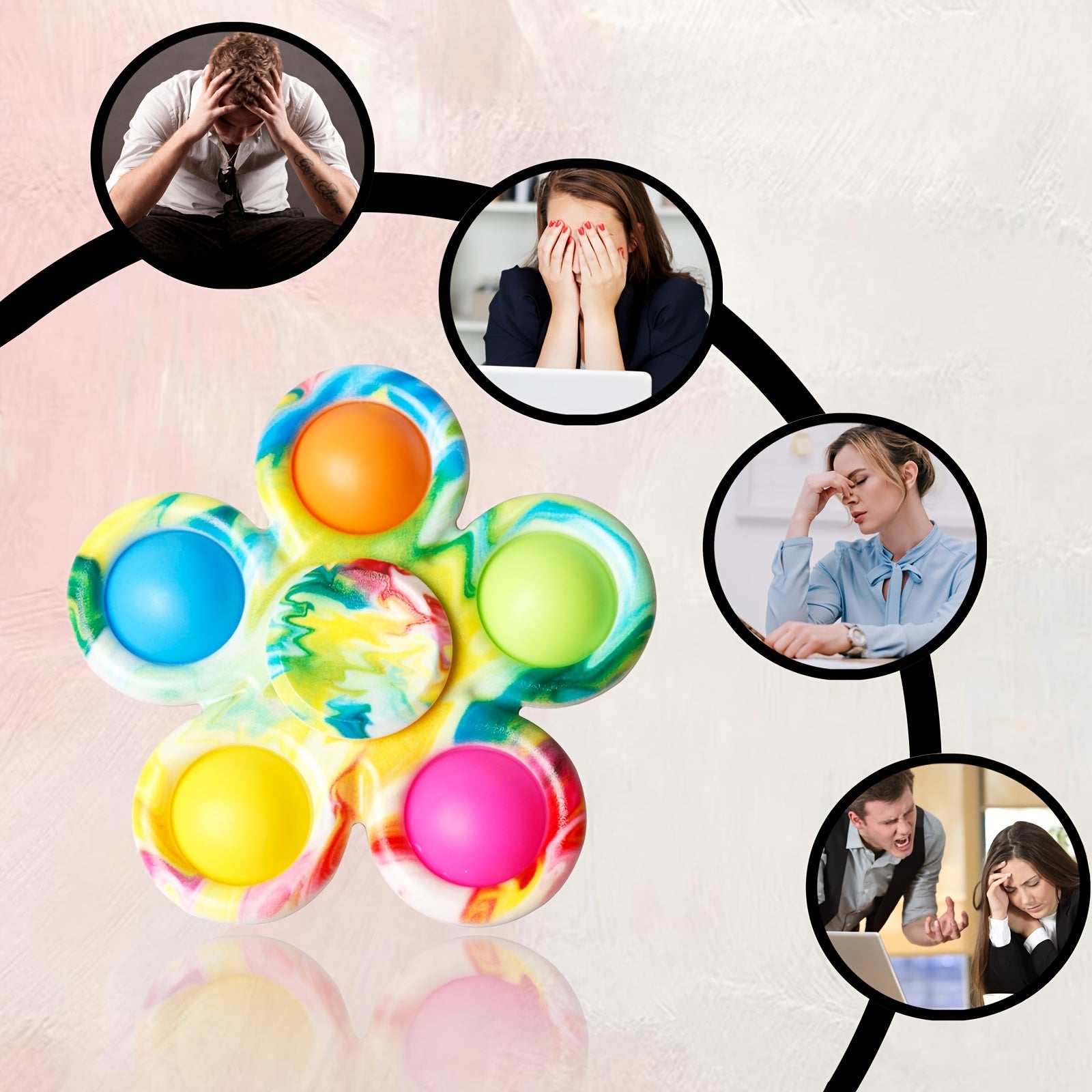 Bubble Pop Fidget Spinner Toys 32 Pack - Press Sensory Spinners Anxiety Relief Party Favors Goodie Bag Fillers Classroom Rewards Boys Girls Birthday Christmas