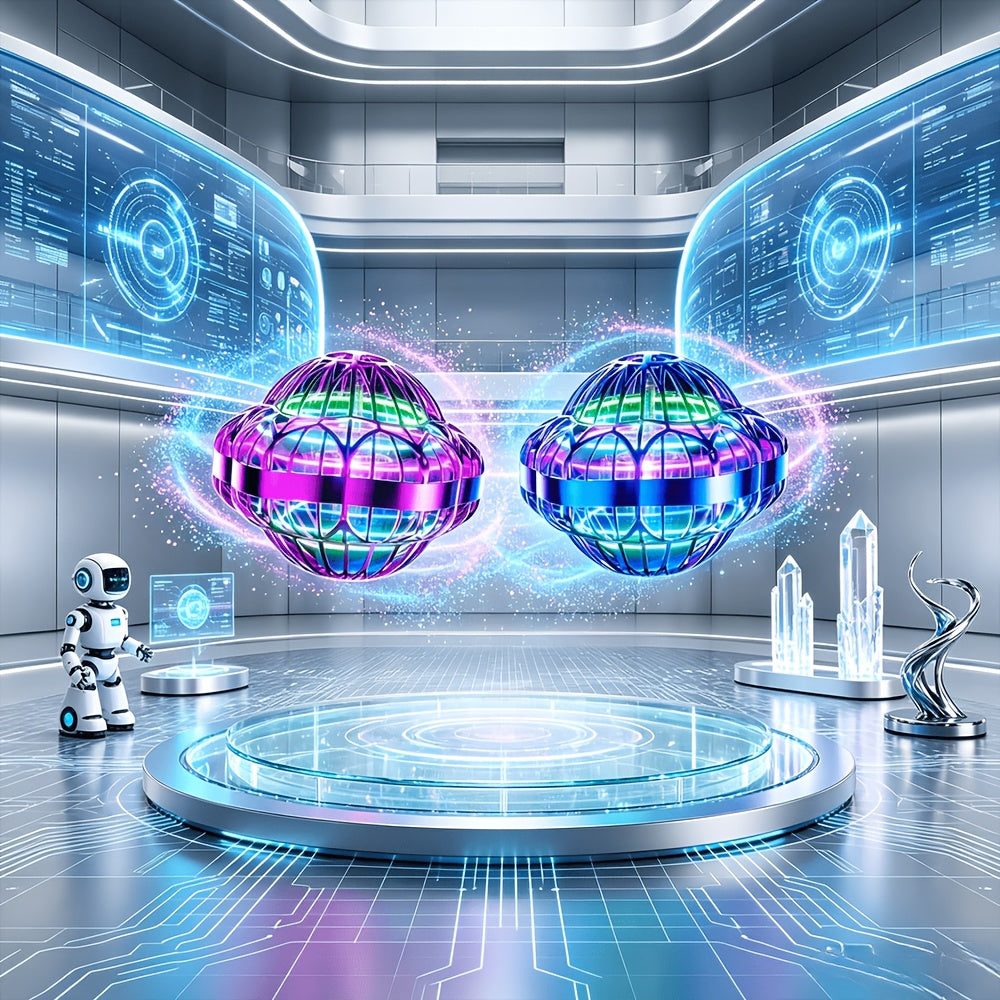 UFO Magic Flying Ball 2-Pack, Gesture Controlled LED Spinning Floating Ball Toy, Universe Themed Hover Ball, Birthday Halloween Christmas Gift for Kids Boys Girls