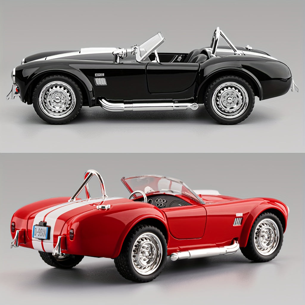 1:22 Scale Shelby Cobra Vintage Die-Cast Model Car Zinc Alloy Openable Doors Static Display Collectible Gift for Car Enthusiasts Home Office Desk Decor