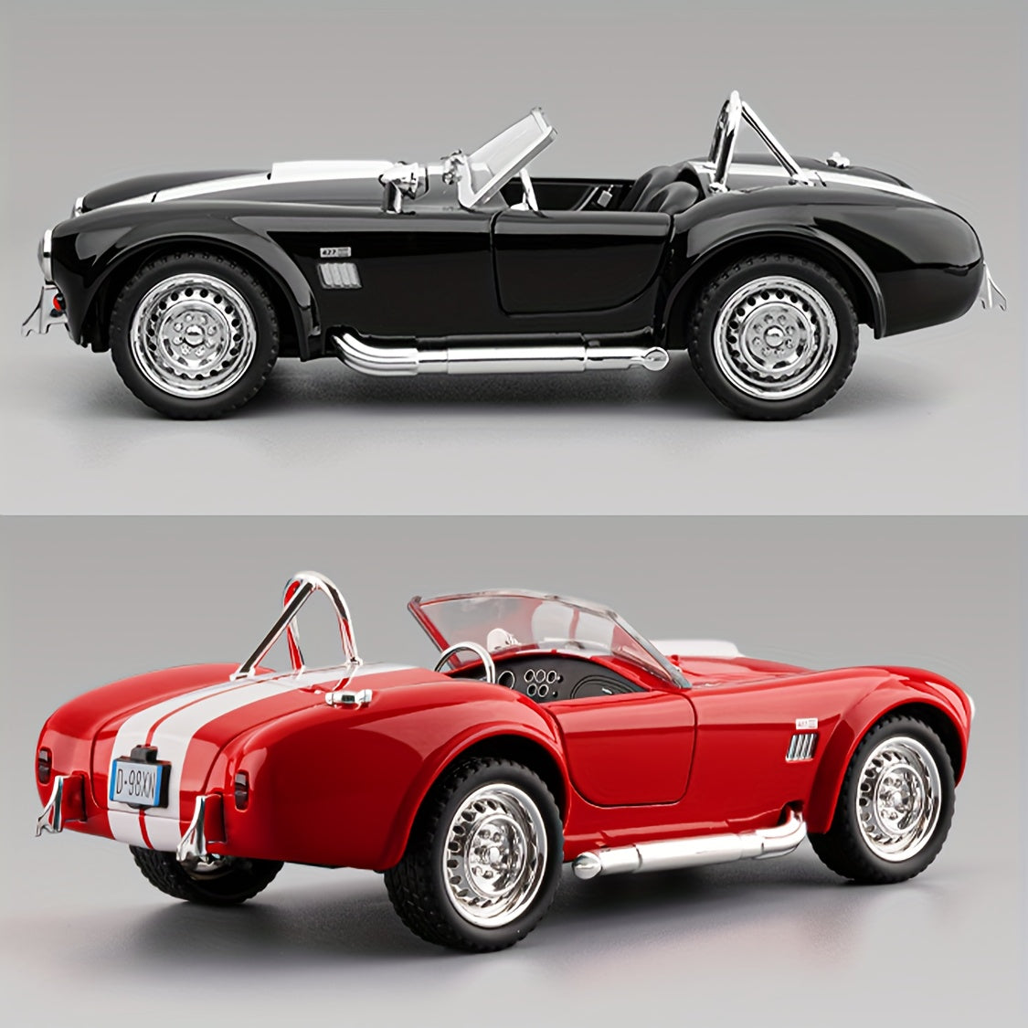 1:22 Scale Shelby Cobra Vintage Die-Cast Model Car Zinc Alloy Openable Doors Static Display Collectible Gift for Car Enthusiasts Home Office Desk Decor