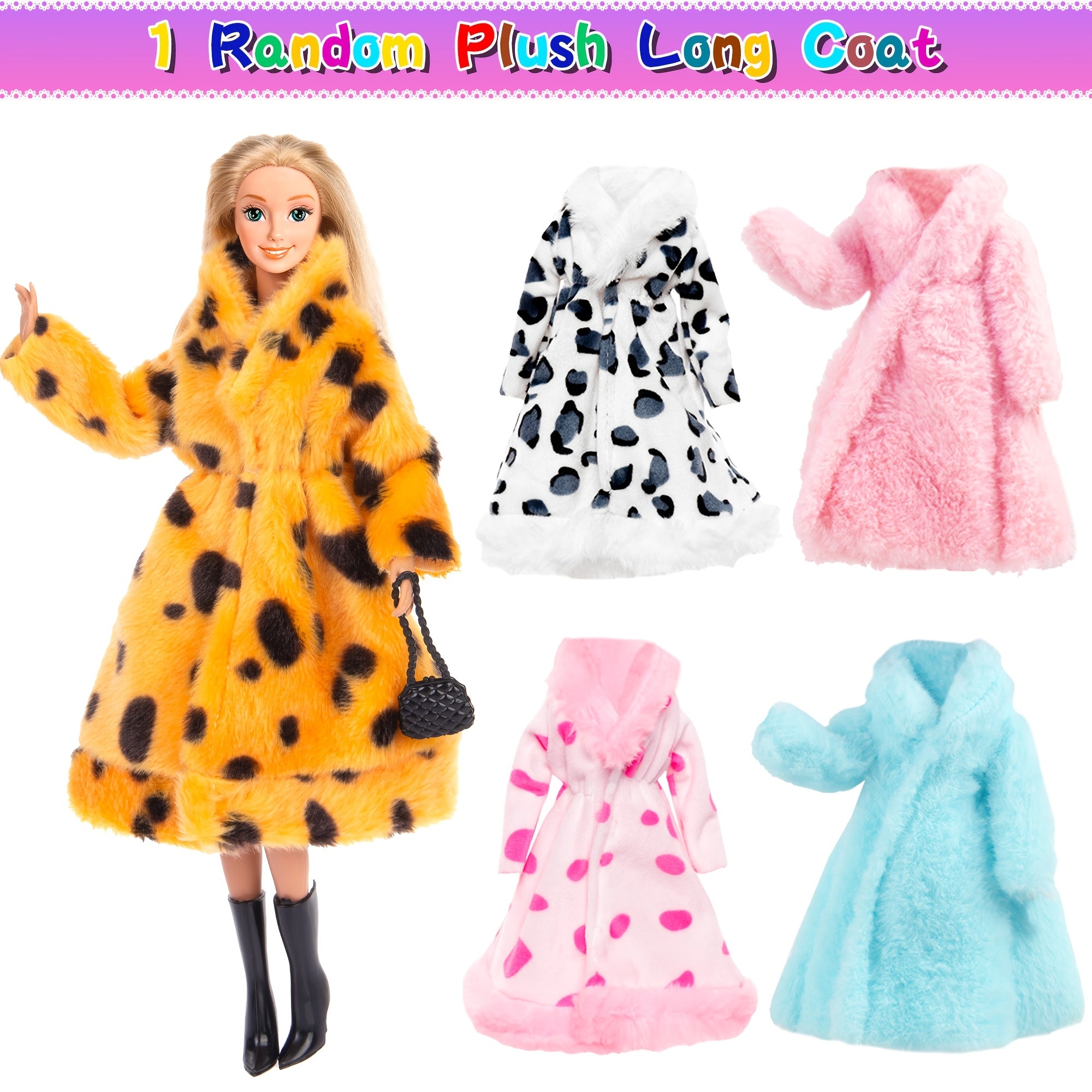 50-Piece Doll Clothes and Accessories Set for 11.5 Inch Fashion Dolls - Princess Dresses Outfits Shoes Fur Coat Jewelry, Complete Doll Wardrobe Gift for Girls Ages 3+, Birthday Christmas Easter Gift