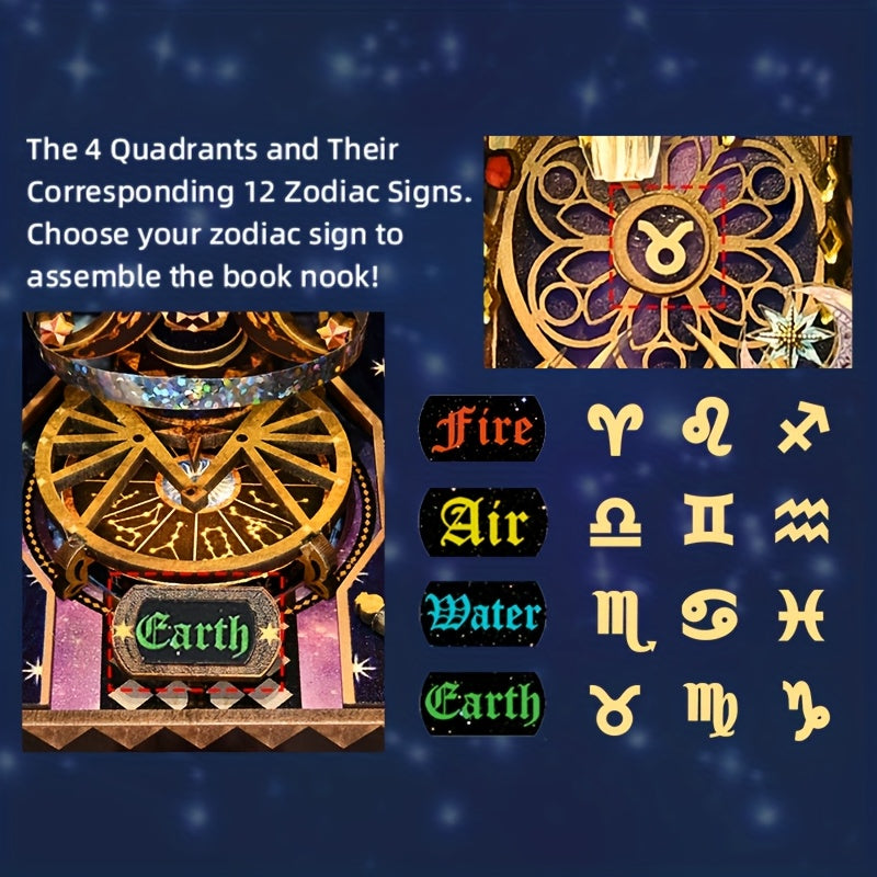 3D Zodiac Wooden Puzzle Kit – 12 Astrological Signs DIY Assembly Wood Model, Handmade Astrology Desk Decor, Christmas Valentine Birthday Gift for Adults Teens, Home Office Display