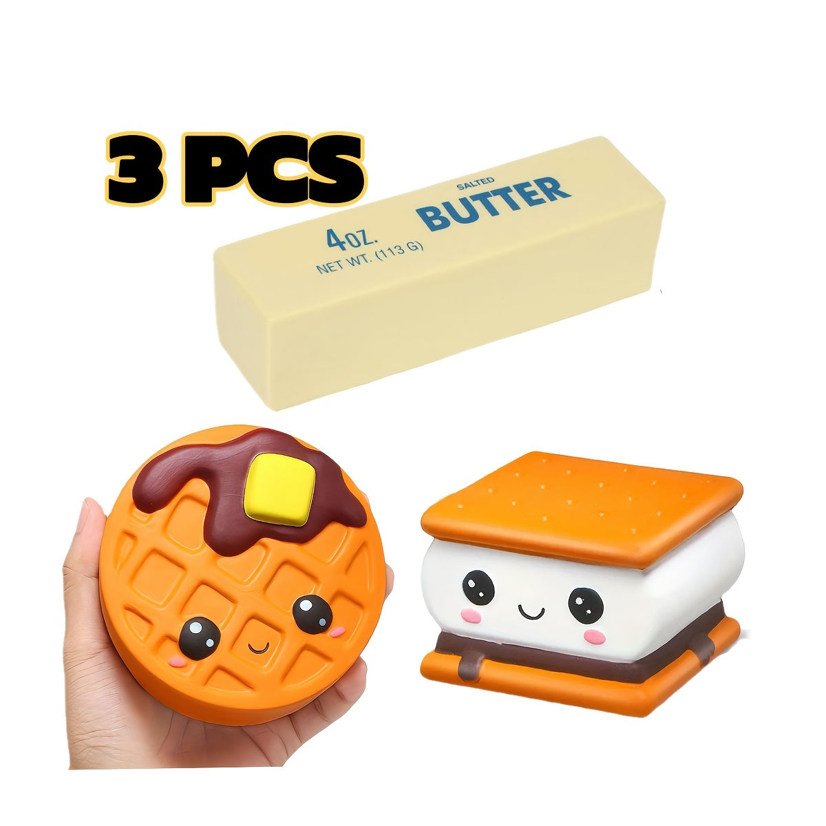 Slow Rise Squishy Toy Set Chocolate Cookie & Butter 2 or 3pcs PU Foam – Cute Food Squishies Kawaii Sensory Fidget Toy for Kids, Non-Toxic Safe Gift & Party Favor