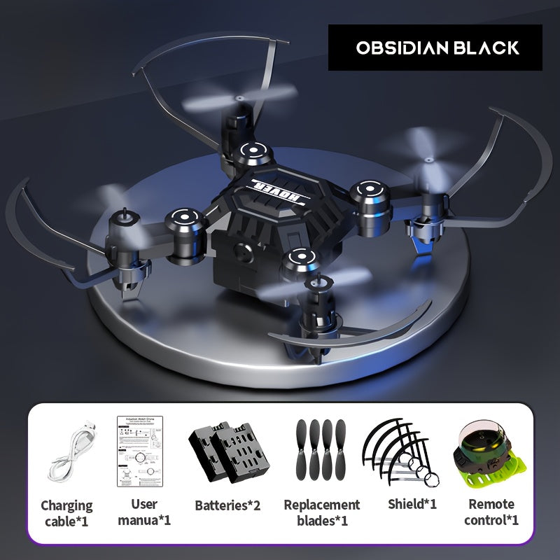 Mini Quadcopter Drone for Kids Beginners 2 Rechargeable Batteries Hovering Watch Storage Remote Control Indoor Outdoor Aircraft Christmas Halloween Gift Boys Girls