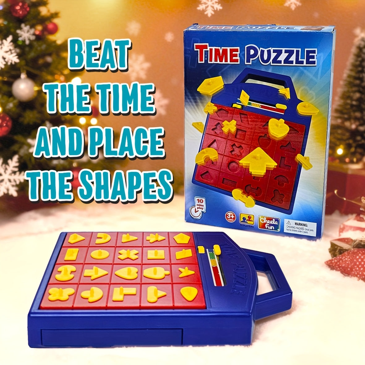 Pop-Up Timer Shape Puzzle Game for Kids – 3-Level Interactive Board Game for Hand-Eye Coordination, STEM Learning & Travel Fun, Ages 3 4 5 and Up